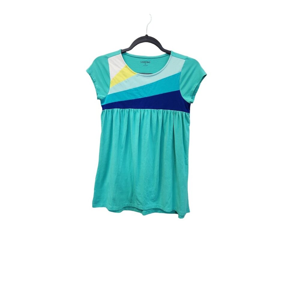 Lands End Girls 10/12 Rainbow Short Sleeve Pullover Dress 2175